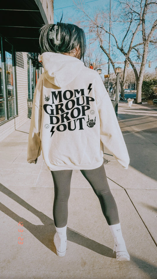 Mom Group Drop Out Cream HOODIE || *MADE TO ORDER