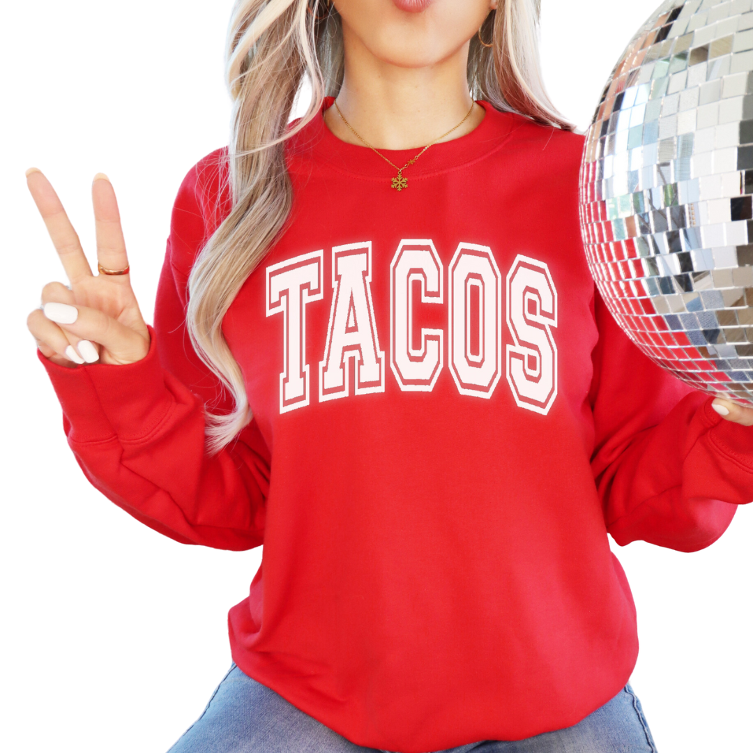 Black Varsity Tacos Crewneck Sweater