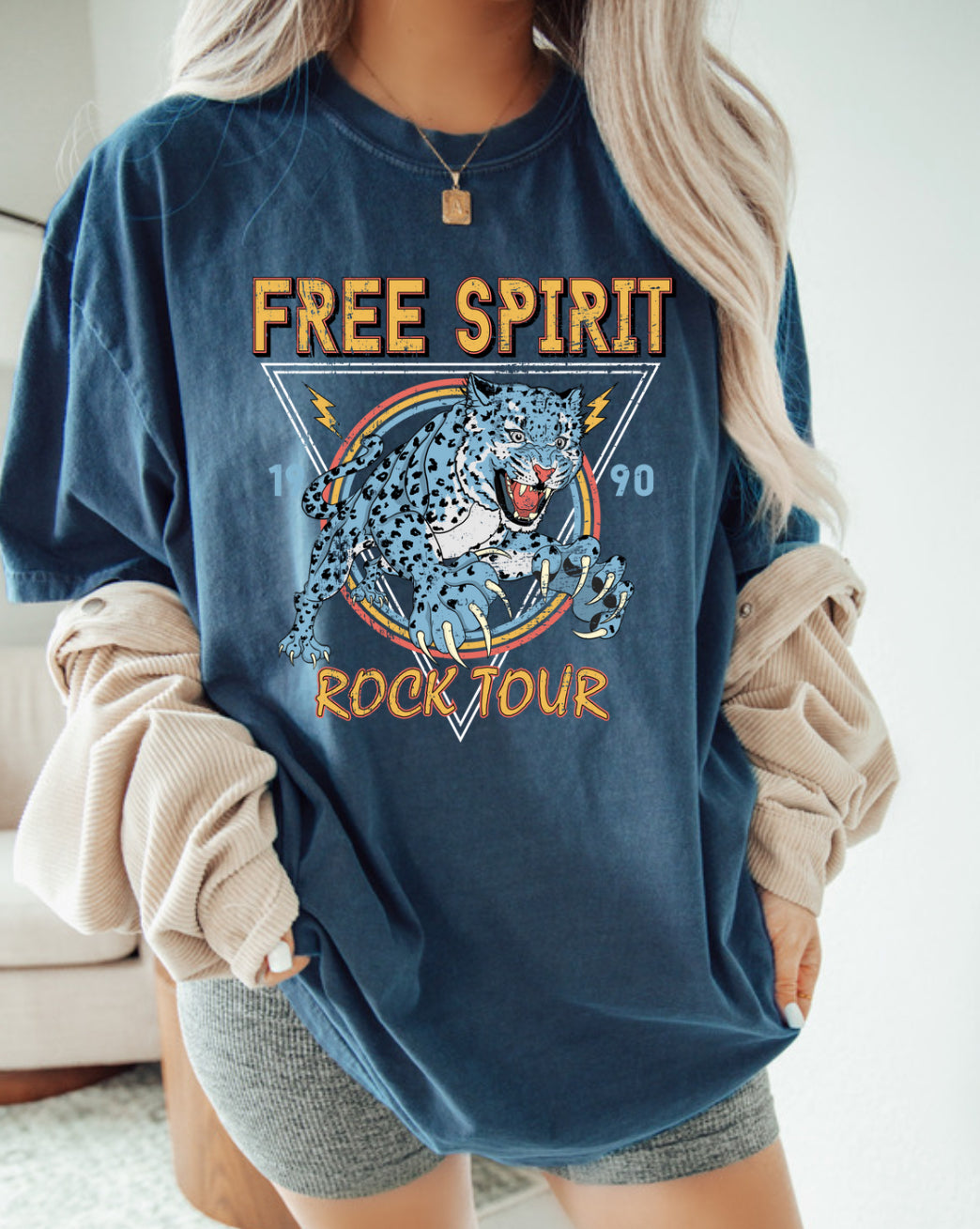 Free Spirit Rock Tour Navy Tee