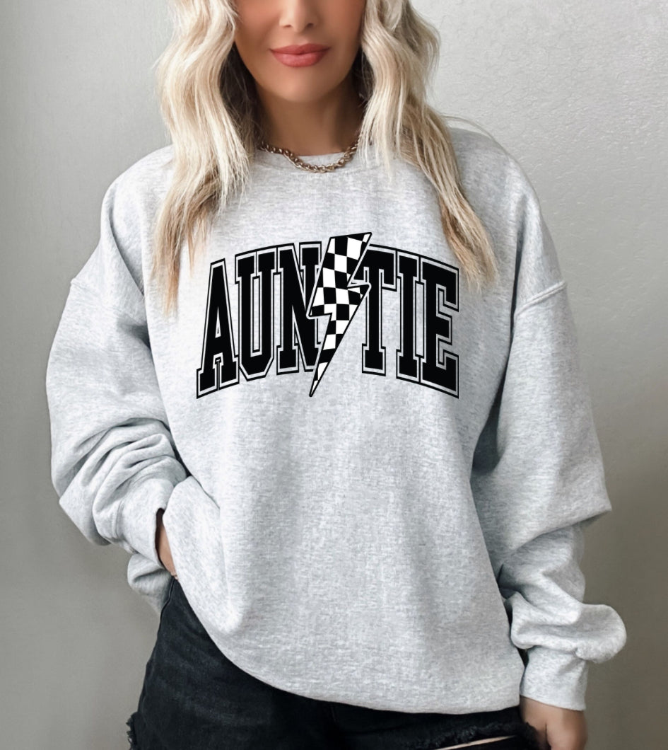 Auntie Checker Bolt Crewneck Sweater || More Colors