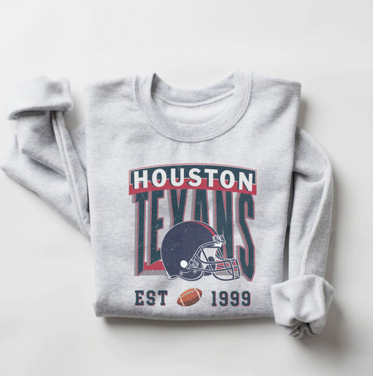 Texans Vintage Ash Crew Sweater || * MADE TO ORDER