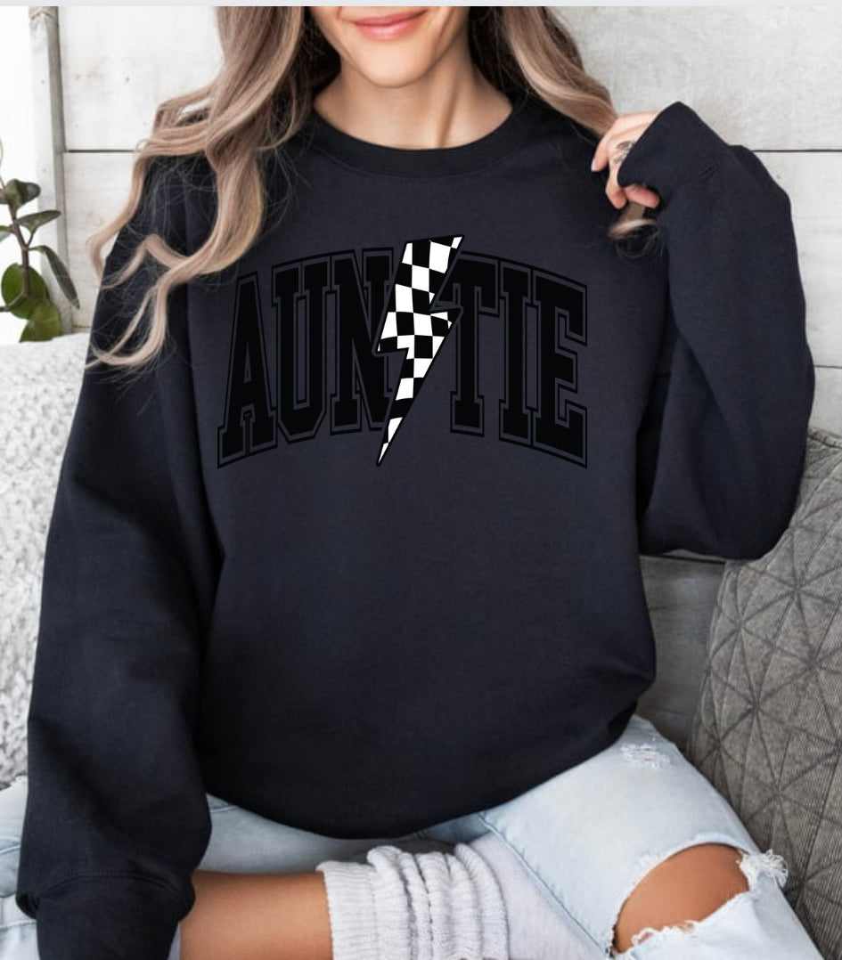 Auntie Checker Bolt Crewneck Sweater || More Colors