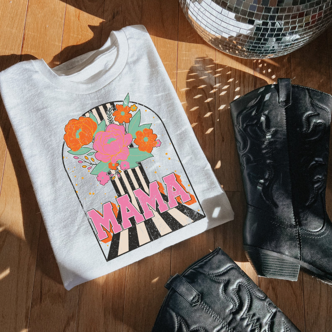 Retro Mama Stripe/Floral Tee