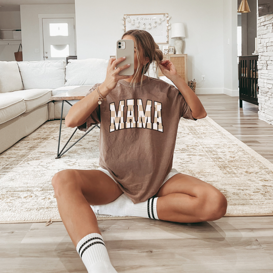 Mama Checker Espresso Comfort Color TEE || *Ready to Ship*