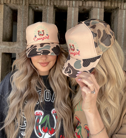 CA Cowgirl Tan Camo Trucker || * MADE TO ORDER