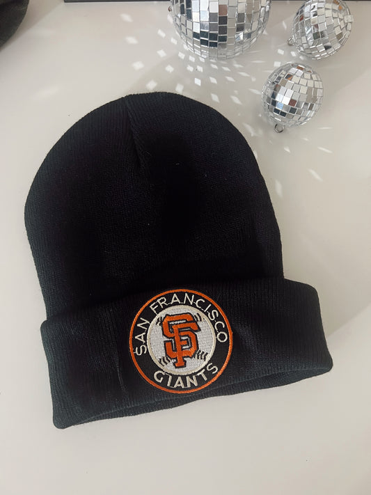 SF baseball - Black Beanie || *READY TO SHIP