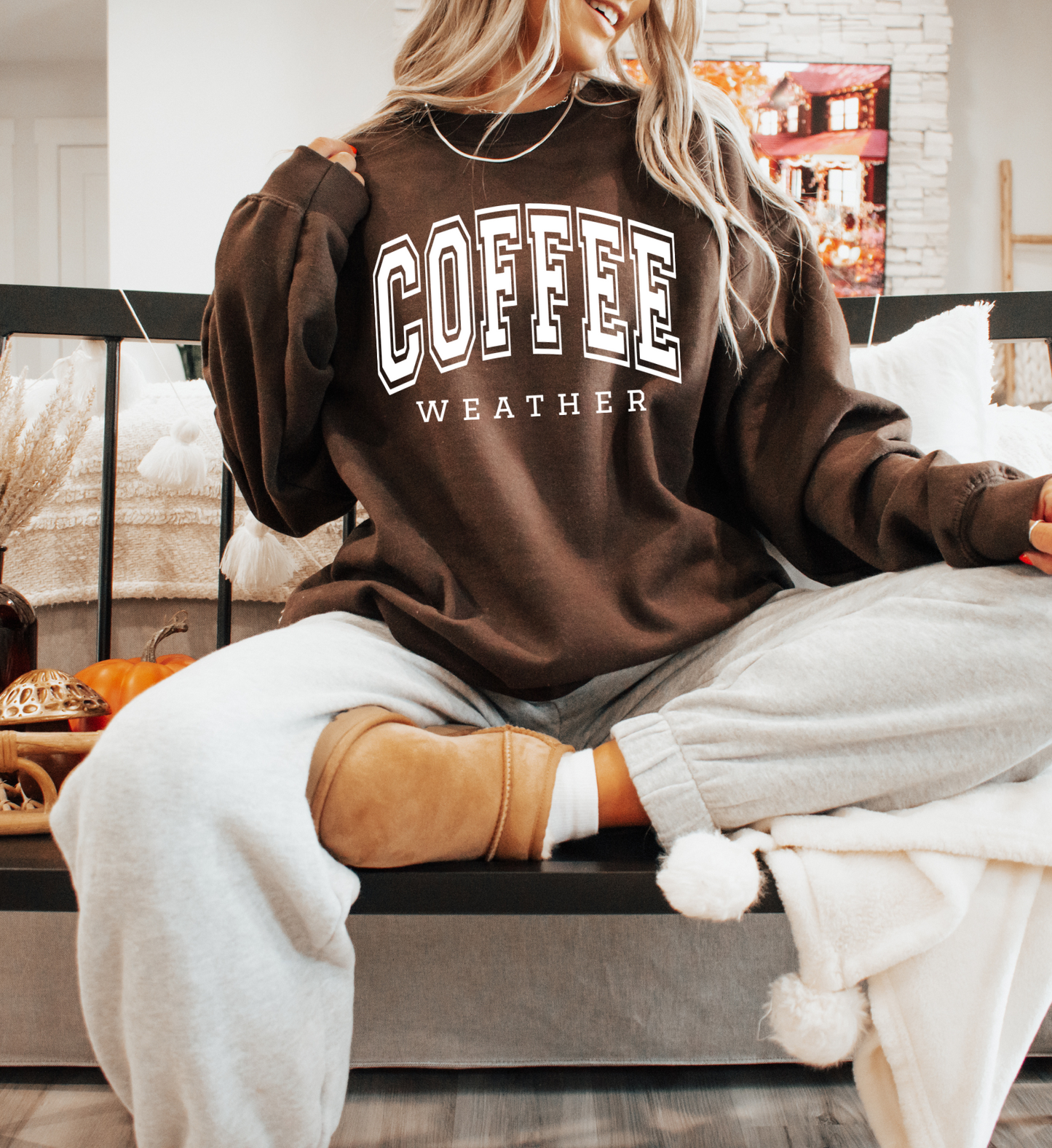 Coffee Weather Brown Crewneck Sweater